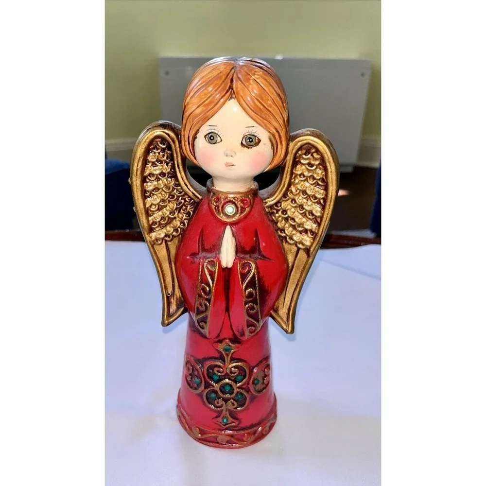 Vintage 1960's Ardco MCM Paper Mache Big Eyes Prayer Angel With Rhinestones